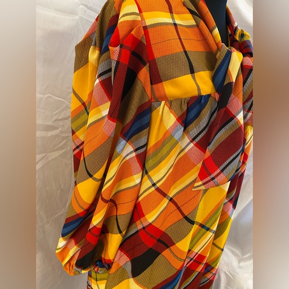 New York & Company Yellow Plaid Long Sleeve Dress - Picture 5 of 8